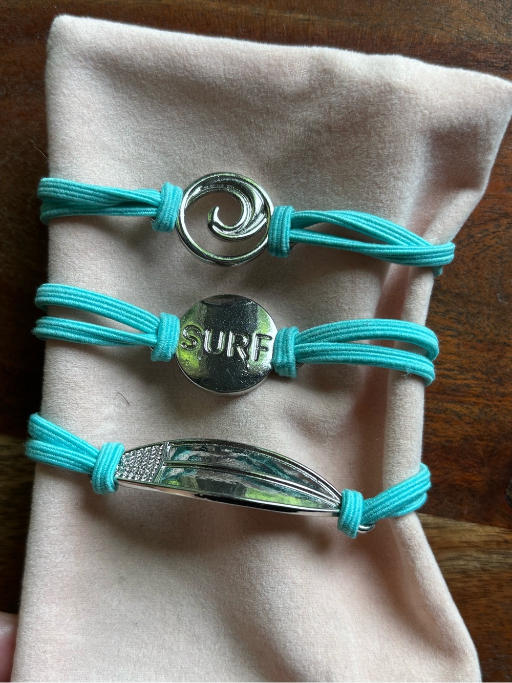 Turquoise Surf Wave hair tie Bracelet Set - Women